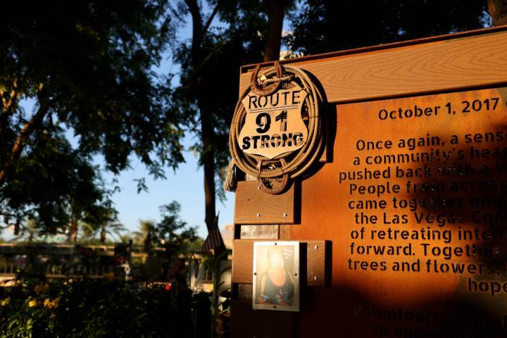 The 1 October Las Vegas Community Healing Garden is shown in downtown Las Vegas on Wednesday, S ...