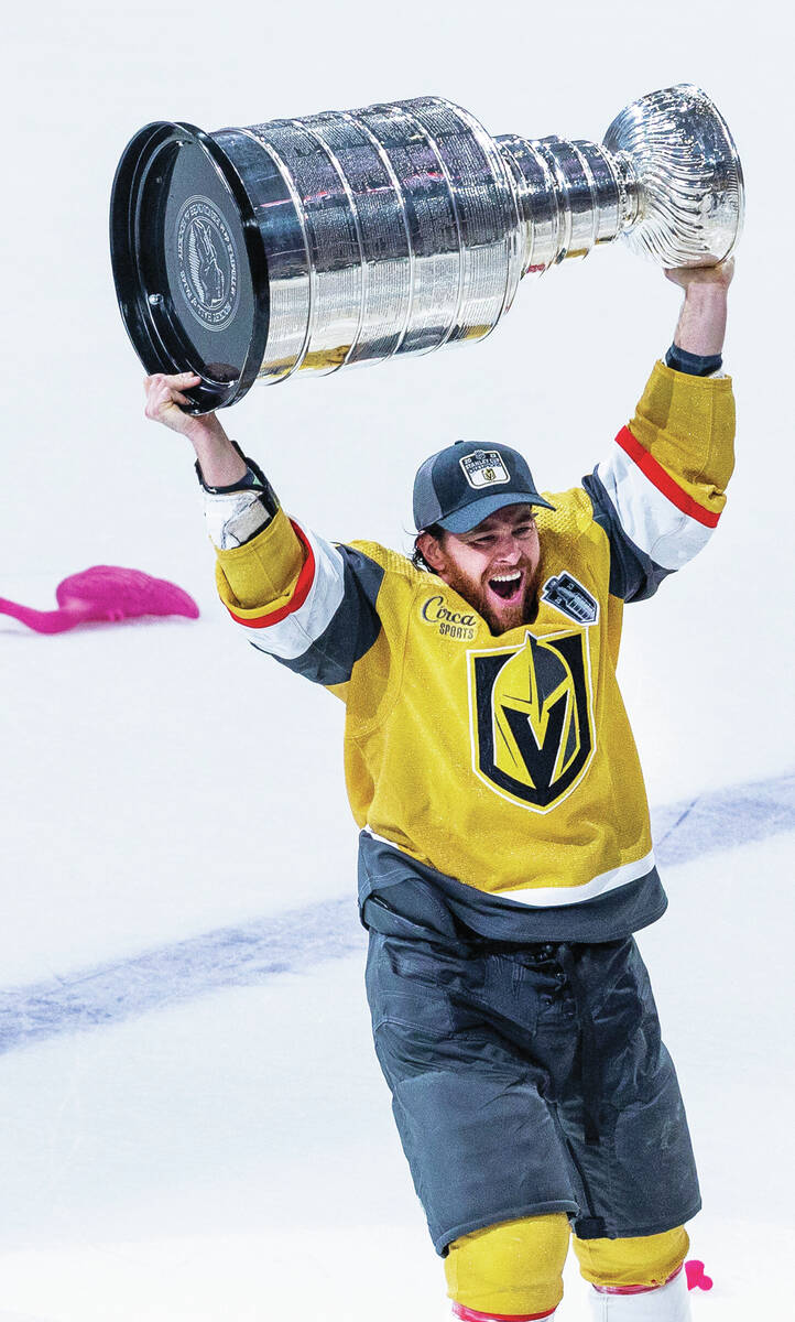 Jonathan Marchessault w/Conn Smythe Trophy & Stanley Cup (Vegas