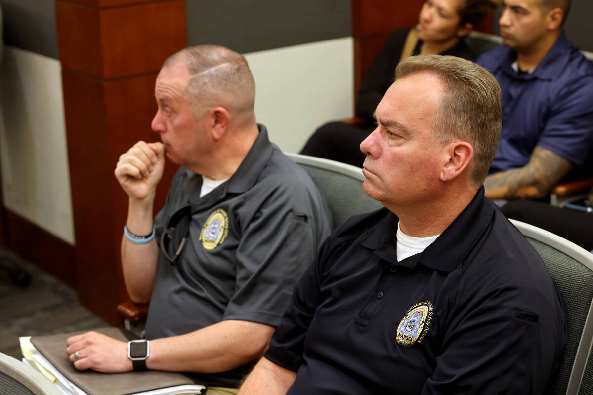 Nevada Association of Public Safety Officers Executive Director Andrew Regenbaum, left, and Pre ...