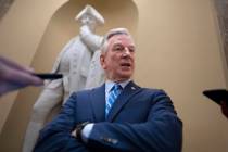 FILE - Sen. Tommy Tuberville, R-Ala., a member of the Senate Armed Services Committee, talks to ...