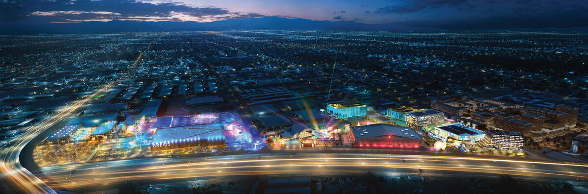 An aerial rendering of Area15's 20-acre expansion. (AREA15)