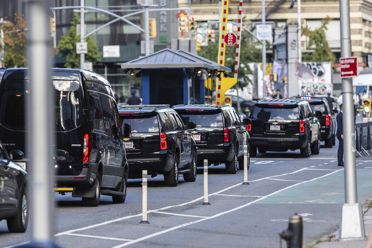 A motorcade carrying former President Donald Trump leaves the 60 Center St. New York State Supr ...