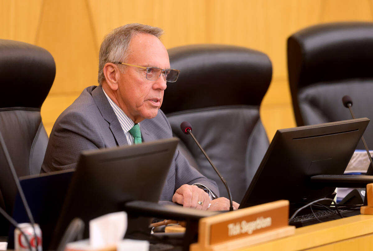 Clark County Commission Chairman Jim Gibson speaks during a commission meeting on Tuesday, Oct. ...
