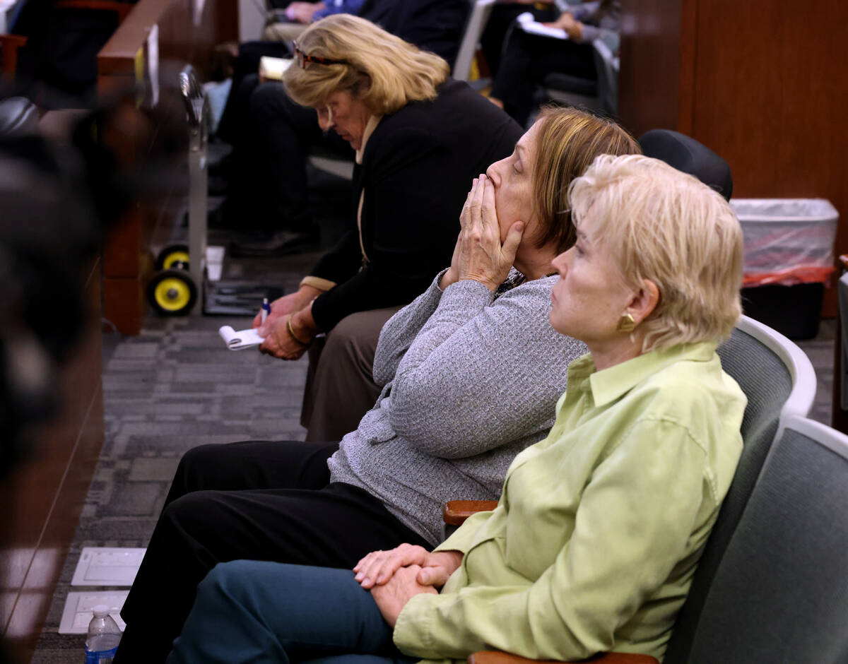 Judy Ryerson sister of Kathy Ryerson who died after drinking Real Water, center, reacts during ...