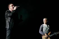 Legendary Irish band U2 plays at Sam Boyd Stadium in Las Vegas on Oct. 23, 2009. (Jason Bean/La ...