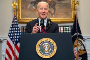 President Joe Biden delivers remarks on student loan debt forgiveness in the Roosevelt Room of ...