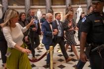 Speaker of the House pro tempore Rep. Patrick McHenry, R-N.C., leaves the Speaker's office to g ...