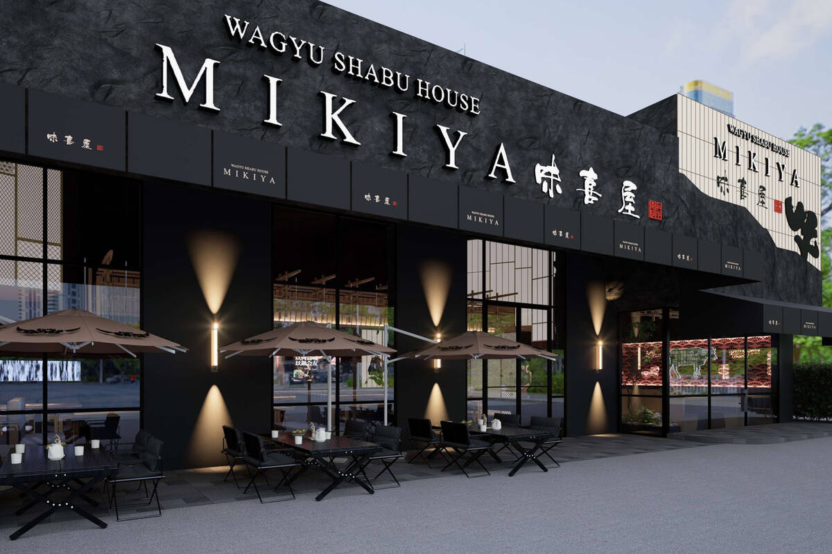An exterior rendering of Mikiya Wagyu Shabu House, from the Chubby Cattle International group, ...