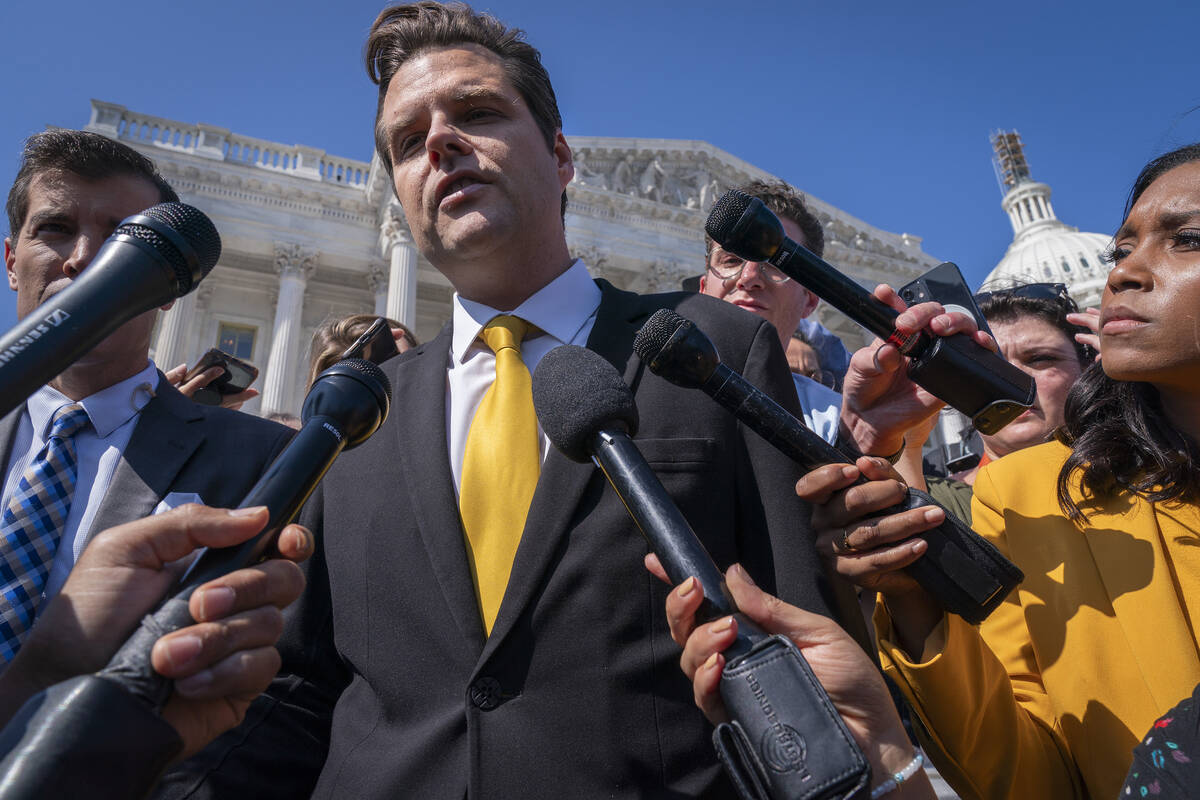 Rep. Matt Gaetz, R-Fla., one of House Speaker Kevin McCarthy's harshest critics, answers questi ...