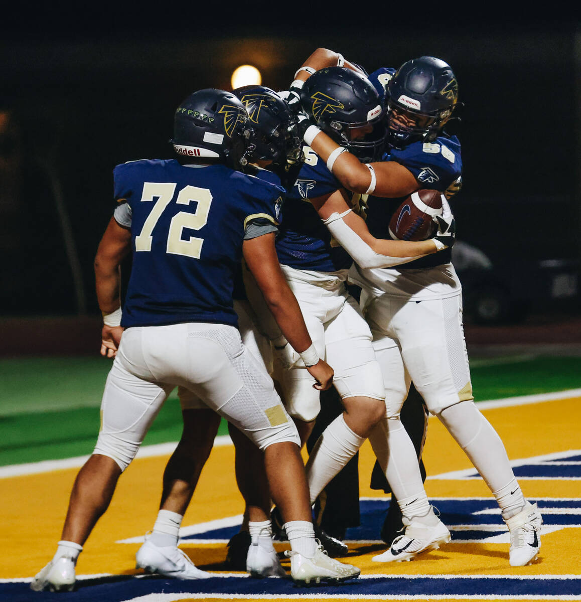 Foothill players celebrate a two point conversion during a game against Green Valley at Foothil ...