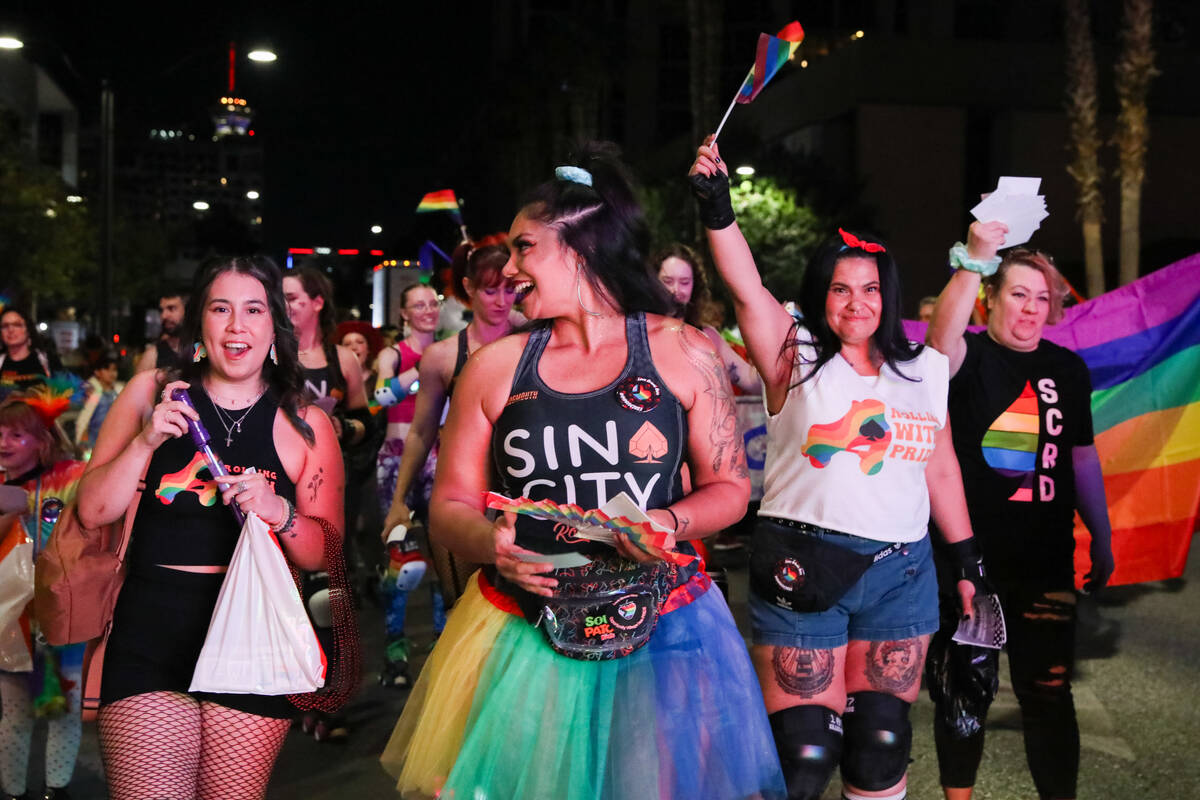 The Sin City Roller Derby at the Annual Las Vegas PRIDE Night Parade on Friday, Oct. 6, 2023 in ...