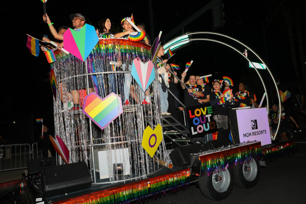 The MGM Resorts floats at the Annual Las Vegas PRIDE Night Parade on Friday, Oct. 6, 2023 in La ...