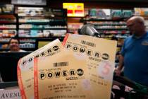 Powerball lottery tickets are displayed at the New Hampshire General Store along Route 93 South ...