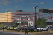 An artist's rendering shows the Porsche Center Henderson dealership that will open in fall 2025 ...