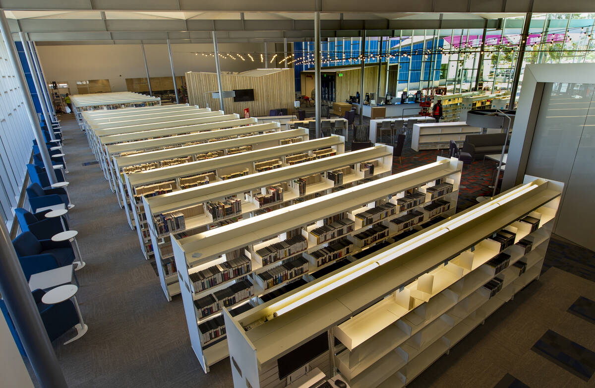 FILE - Shelves of materials are already stocked within the new East Las Vegas Library, Las Vega ...