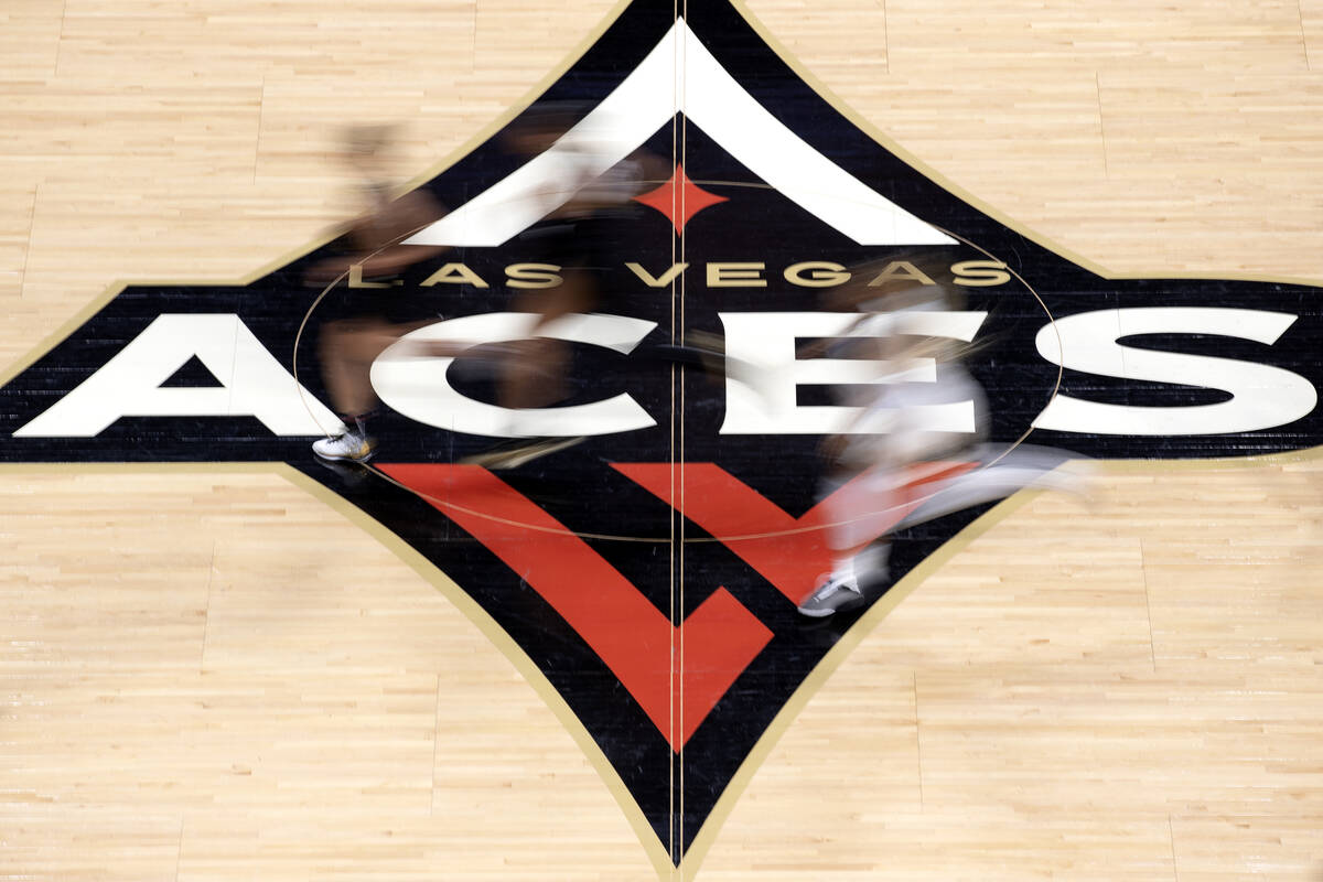 The Las Vegas Aces play the New York Liberty during the first half in Game 2 of a WNBA basketba ...