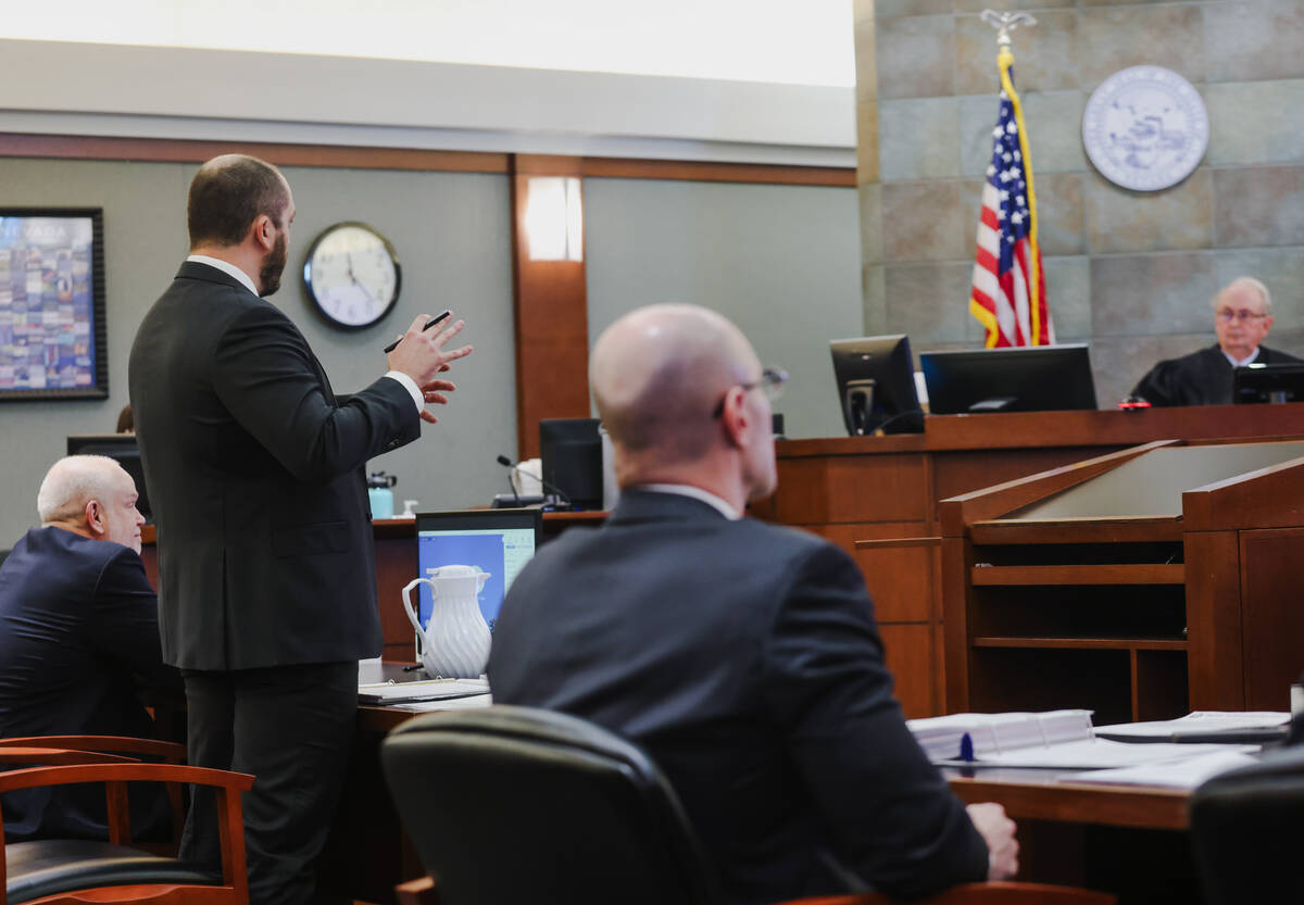 Matthew Cate, representing the Las Vegas Review-Journal, speaks during a hearing against the Ne ...