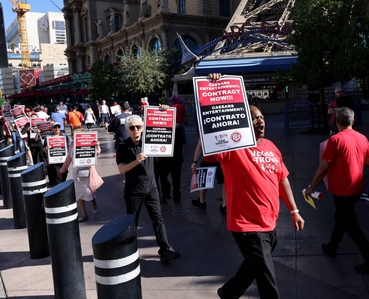 Members of Culinary Local 226, including Bellagio environmental services employee Ahryn Lewis, ...