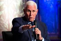 Republican presidential candidate and former Vice President Mike Pence speaks, Tuesday, Oct. 3, ...
