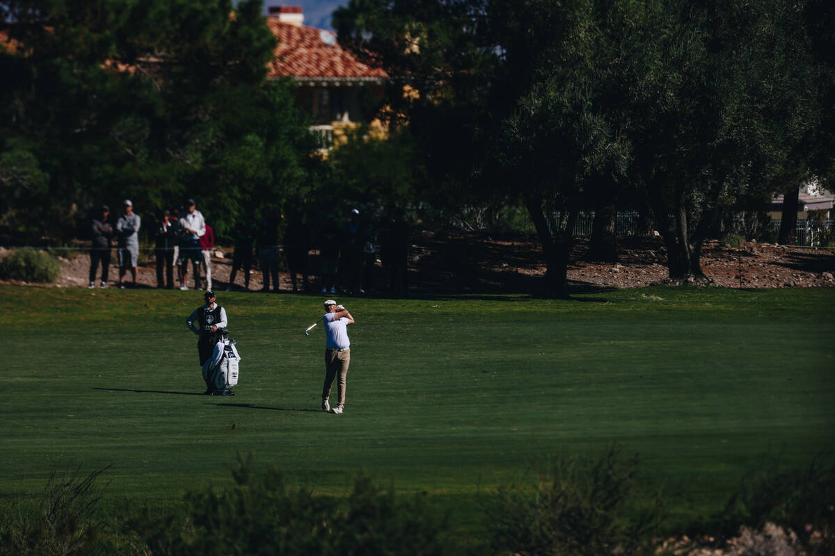 Harry Hall swings his club during the Shriners Children’s Open tournament at TPC Summerl ...