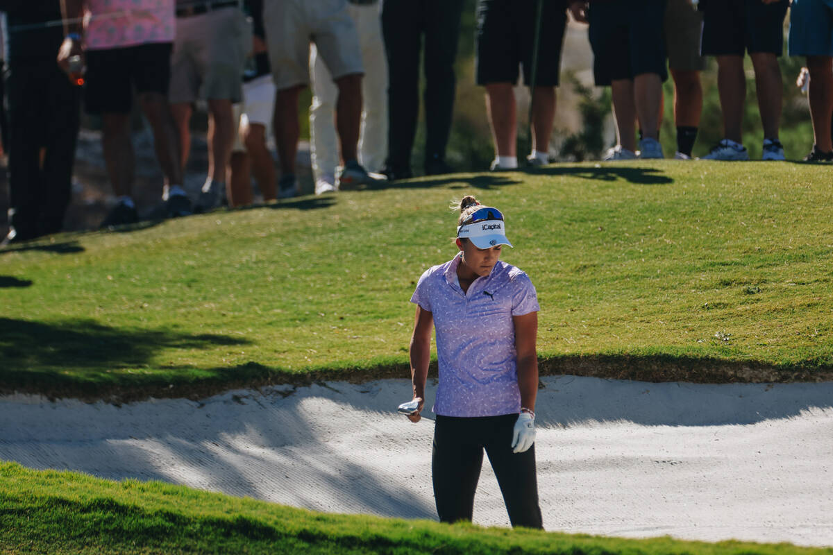 Lexi Thompson prepares to hit her ball out of the bunker sand during the Shriners Children&#x20 ...