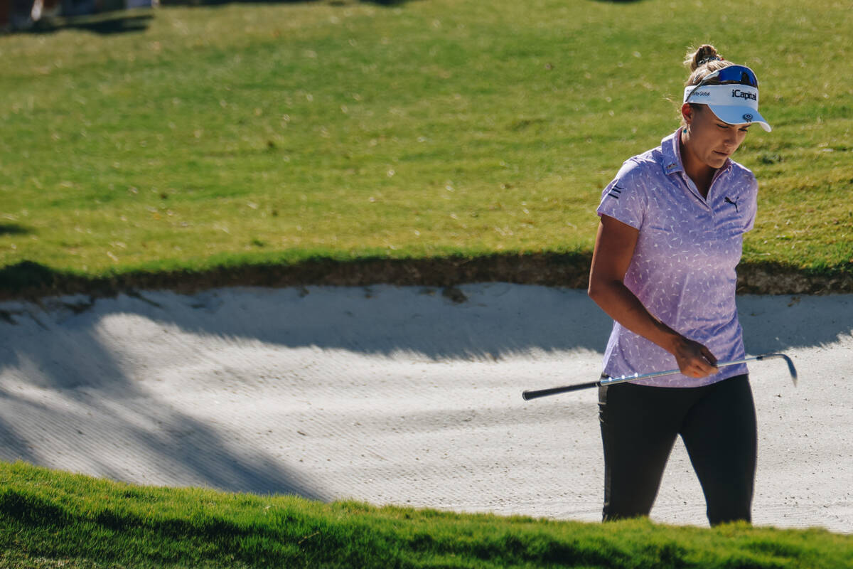 Lexi Thompson prepares to hit her ball out of the bunker sand during the Shriners Children&#x20 ...