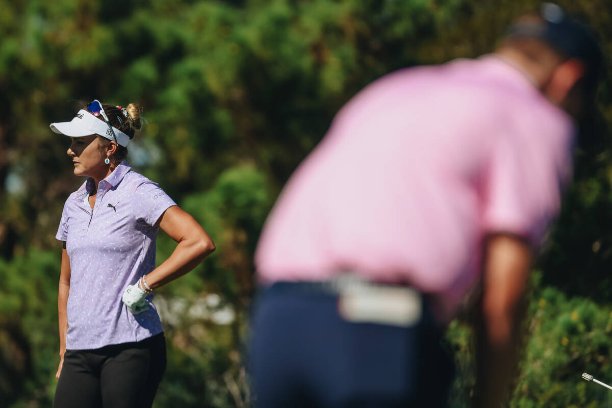 Lexi Thompson waits for another player to hit their ball during the Shriners Children’s ...