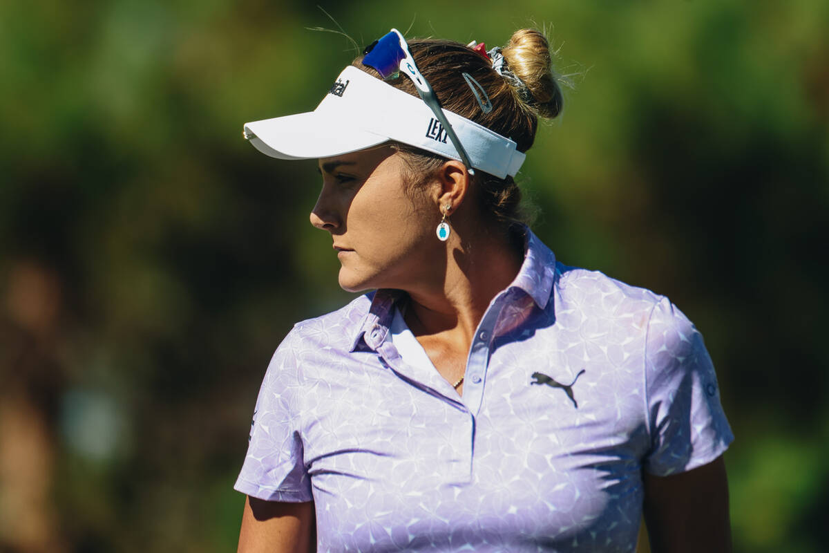 Lexi Thompson gets ready for her turn to putt her ball during the Shriners Children’s Op ...