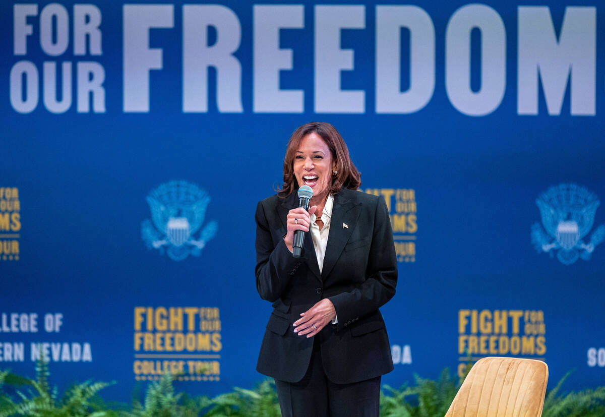 Vice President Kamala Harris greets the crowd during her “Fight for Our Freedoms" C ...