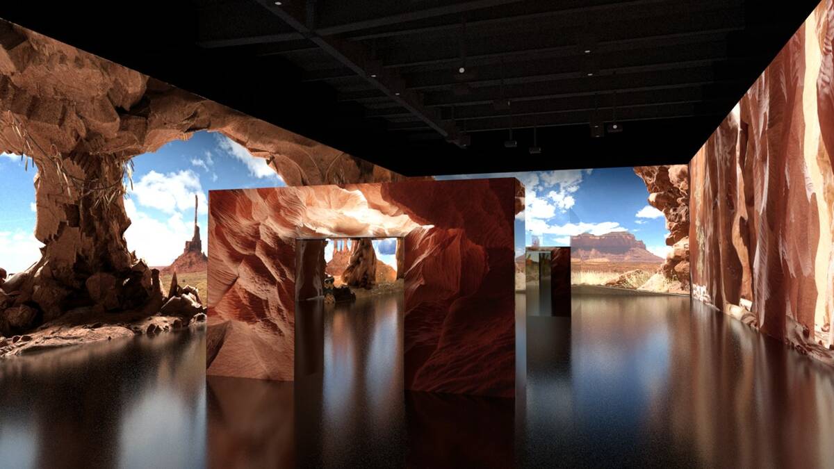 A desert landscape is shown at Arte Museum. The digital projection attraction is set to open on ...
