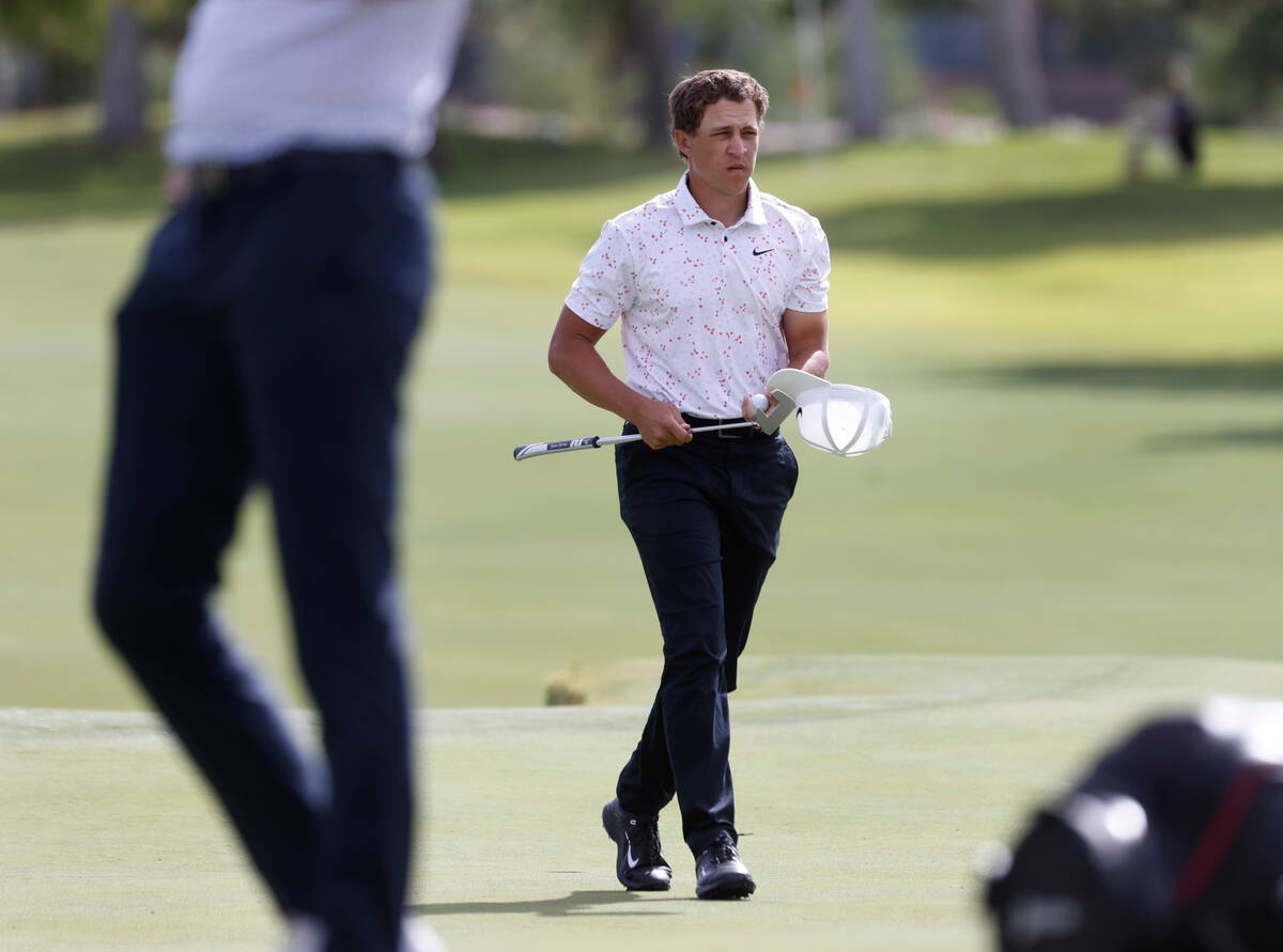 Cameron Champ reacts after making his putt on the 9th green during the second round of the Shri ...