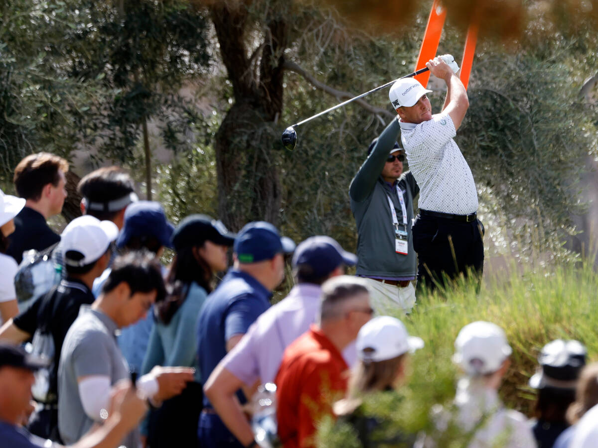 Luke List drives the ball off the tee during the Shriners Children’s Open tournament at ...