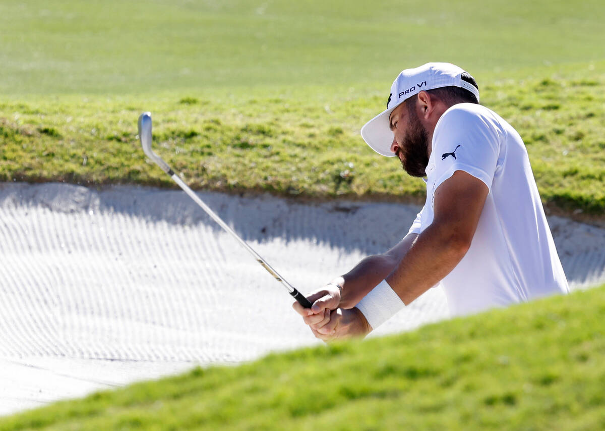 Hayden Buckley hits out of the sand to the 9th green during the second round of the Shriners Ch ...