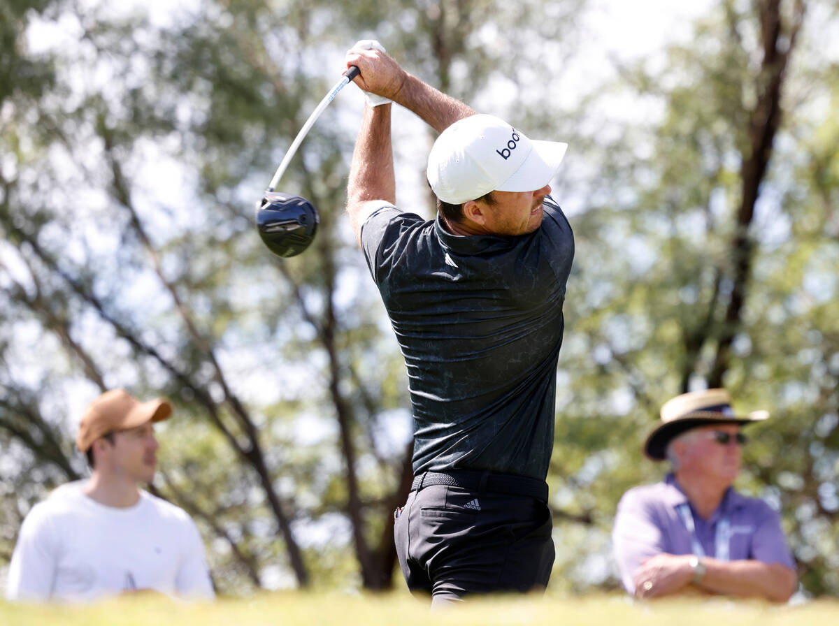 Nick Taylor drives off the tee during the Shriners Children’s Open tournament at TPC Sum ...