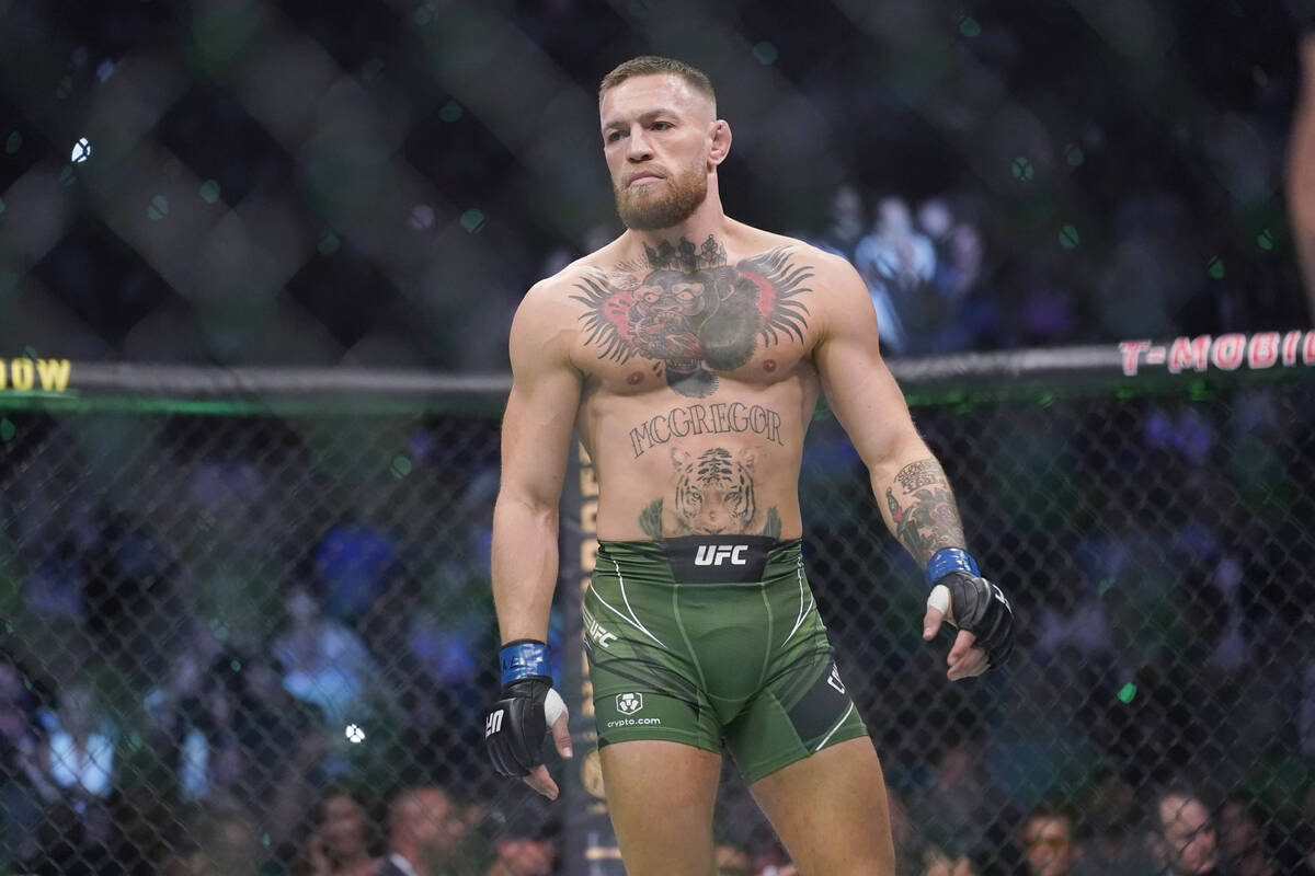 Conor McGregor prepares to fight Dustin Poirier in a UFC 264 lightweight mixed martial arts bou ...