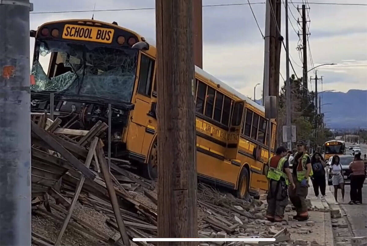 A Clark County School bus driver had a medical episode and veered off the right side of the roa ...