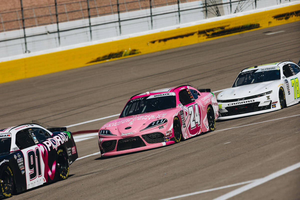 Tyler Reddick (24) races during the NASCAR Xfinity Series race at the Las Vegas Motor Speedway ...