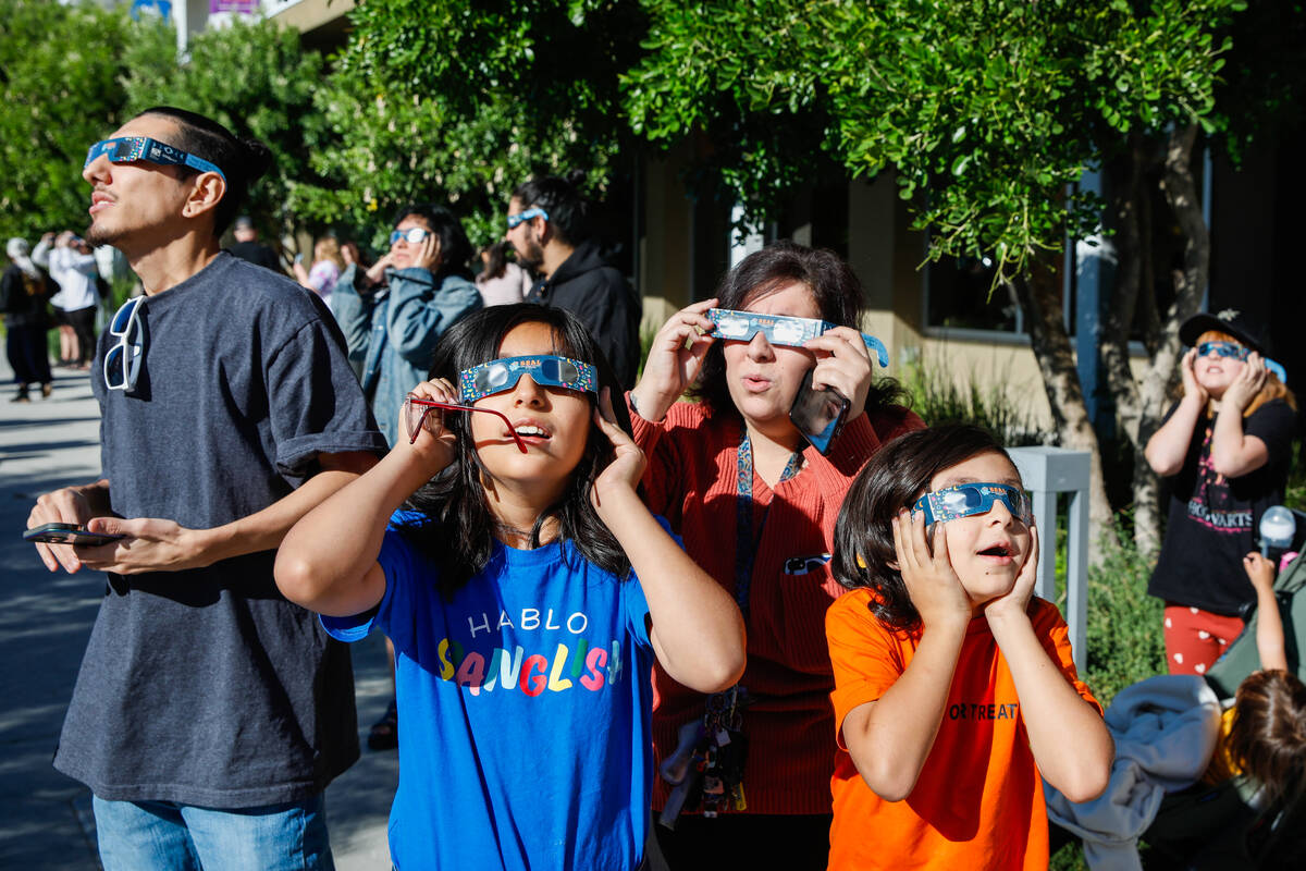 Estevan Ramirez, from left, Everly Avila Roa, Dee Avila Roa, and Phenix Avila Roa look in awe a ...