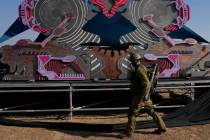 The site of a music festival near the border with the Gaza Strip in southern Israel is seen on ...