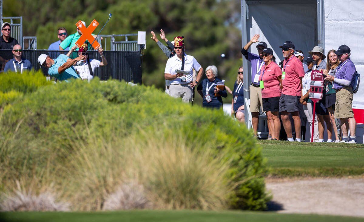 Cameron Champ drives off the tee at hole 1 during day 3 play at the Shriners Children's Open fr ...