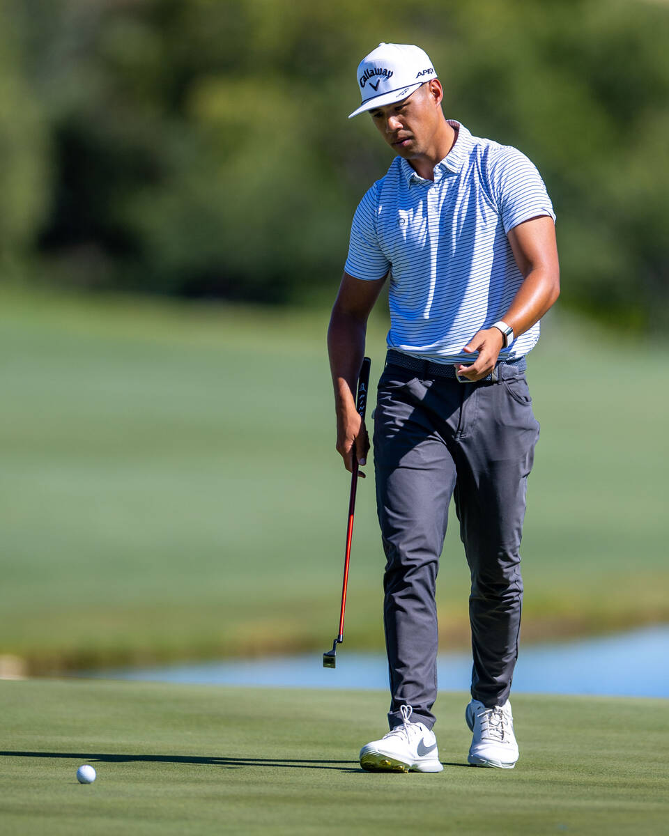 Isaiah Salinda just misses a putt on hole 18 during day 3 play at the Shriners Children's Open ...