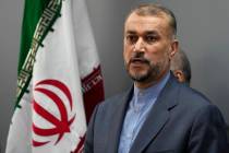 Iranian Foreign Minister Hossein Amirabdollahian, speaks during a joint press conference with h ...