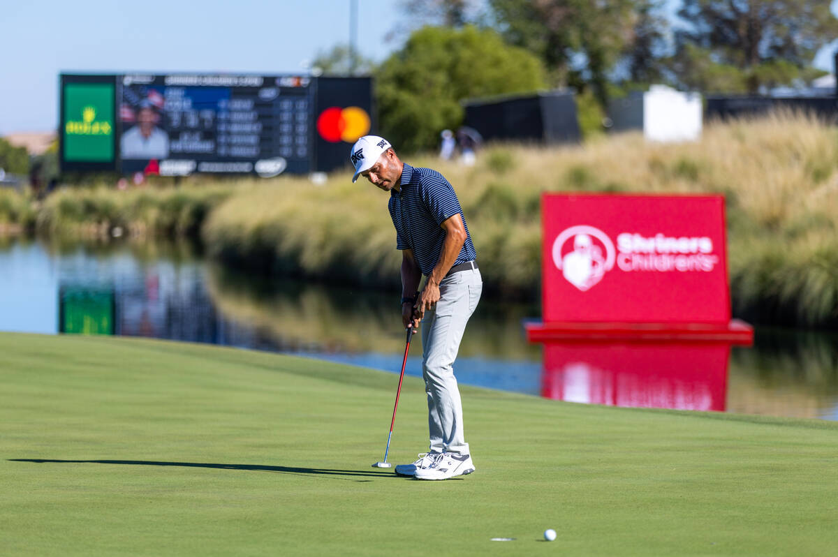 Eric Cole misses a critical putt at hole 18 during final day play at the Shriners Children's Op ...