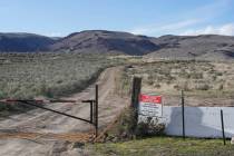 An "Access Restricted" sign is displayed at the Lithium Nevada Corp. mine site at Thacker Pass ...