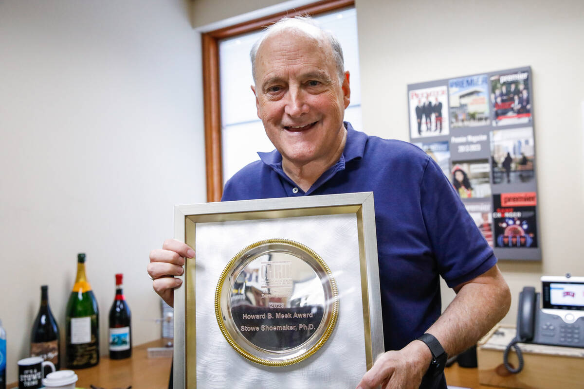 Stowe Shoemaker displays a Lifetime Achievement Award that he recently received from the Counci ...