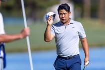 Tom Kim thanks the crowd after a putt at hole 18 during day 3 play at the Shriners Children's O ...