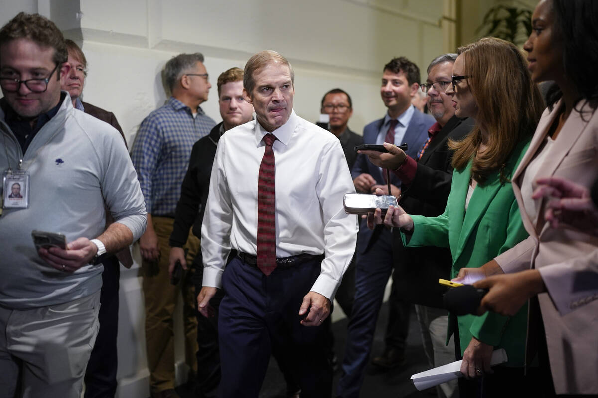 Rep. Jim Jordan, R-Ohio, chairman of the House Judiciary Committee, speaks with reporters follo ...