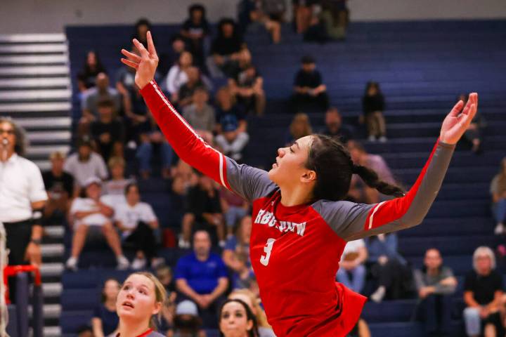 Arbor View’s Tamara Vai Unga (3) goes in for the ball during a volleyball game between C ...