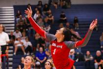 Arbor View’s Tamara Vai Unga (3) goes in for the ball during a volleyball game between C ...