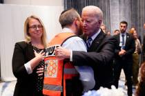 President Joe Biden meets with victims' relatives and first responders who were directly affect ...